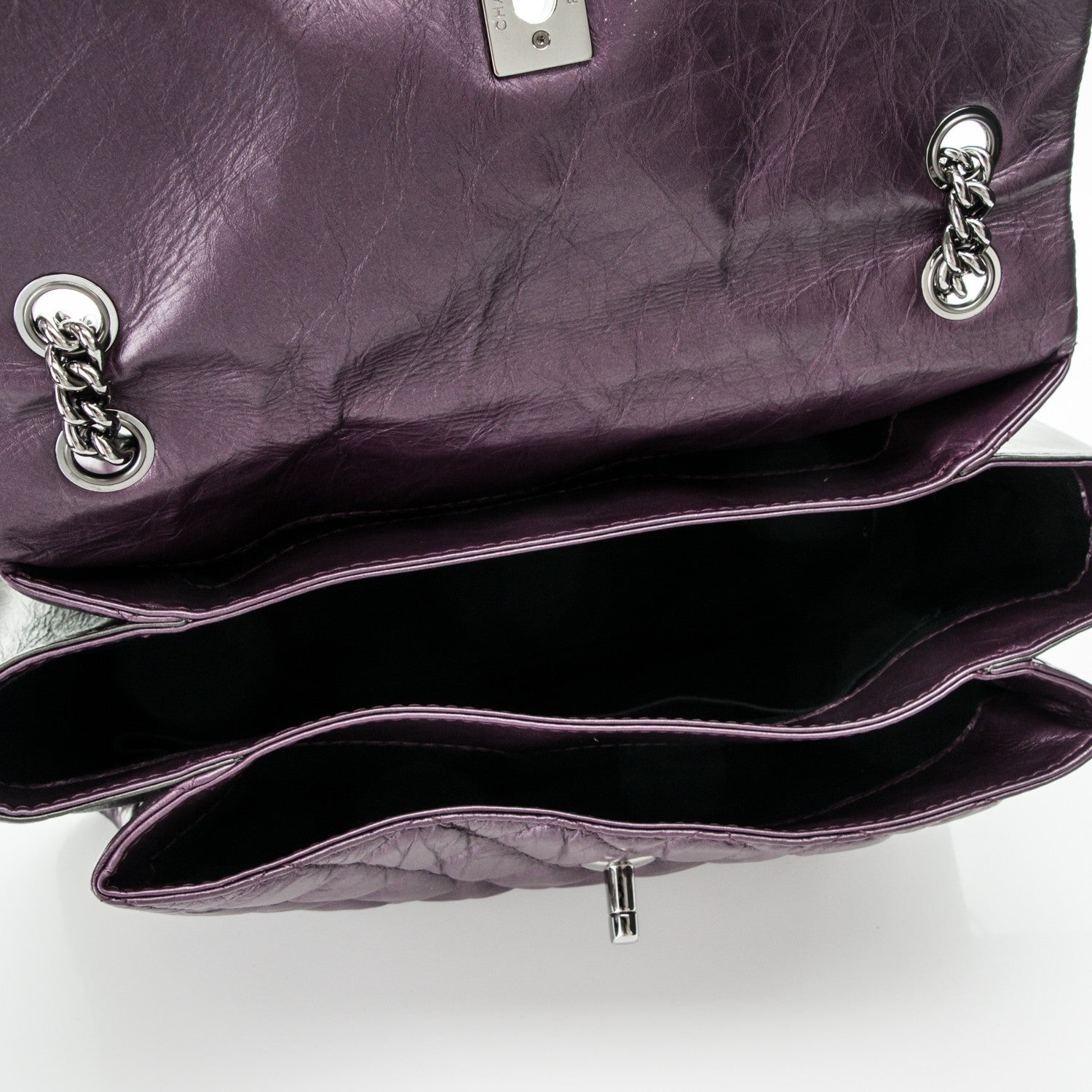 Chanel Metallic Calfskin Medium Lady Pearly Flap Dark Purple 5 of 7