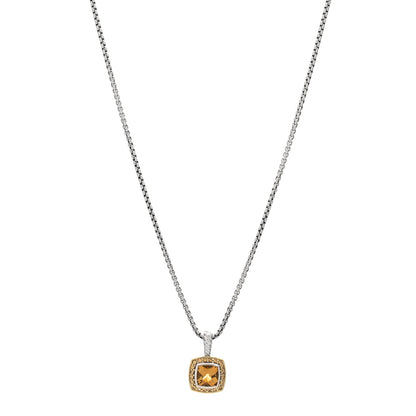 David Yurman Sterling Silver 18K Yellow Gold Diamond Citrine Yellow Sapphire 7mm Petite Albion Necklace 1 of 4