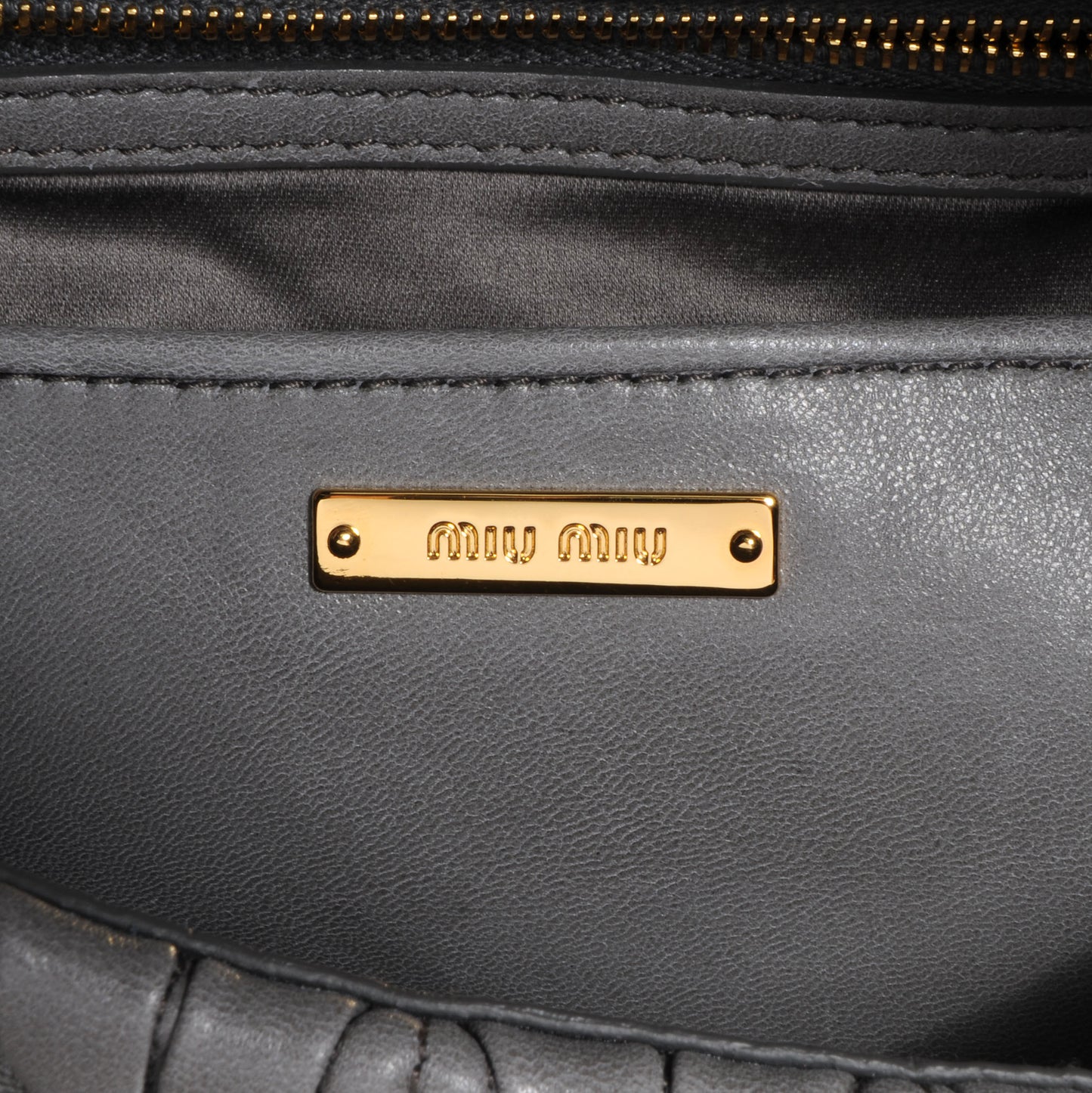 Leather Matelasse Frame Bag Grey