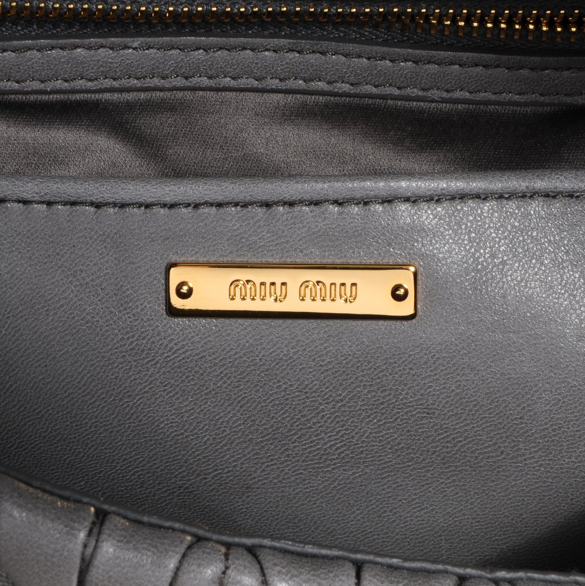 Miu Miu Leather Matelasse Frame Bag Grey 6 of 7