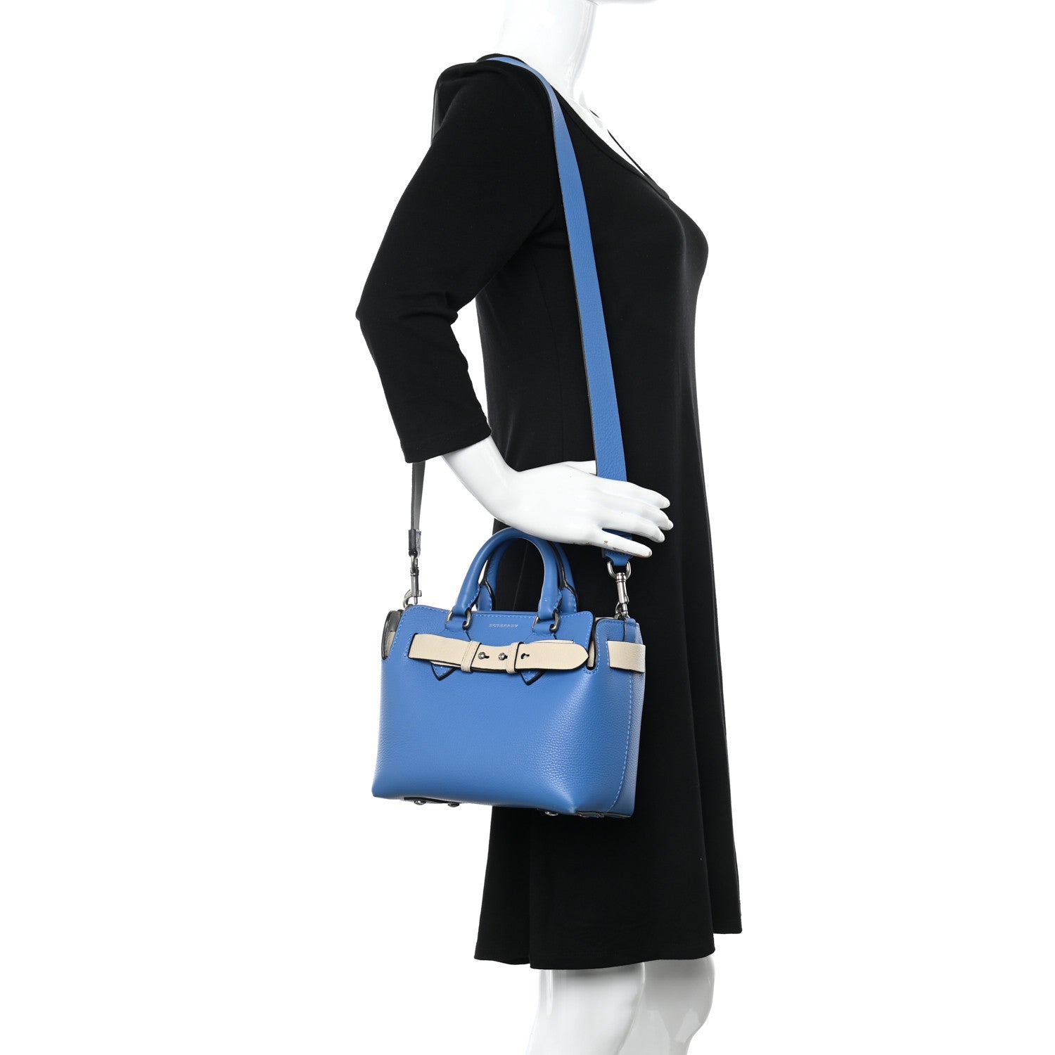 Burberry Grainy Calfskin Triple Stud Mini Belt Bag Blue White 2 of 16