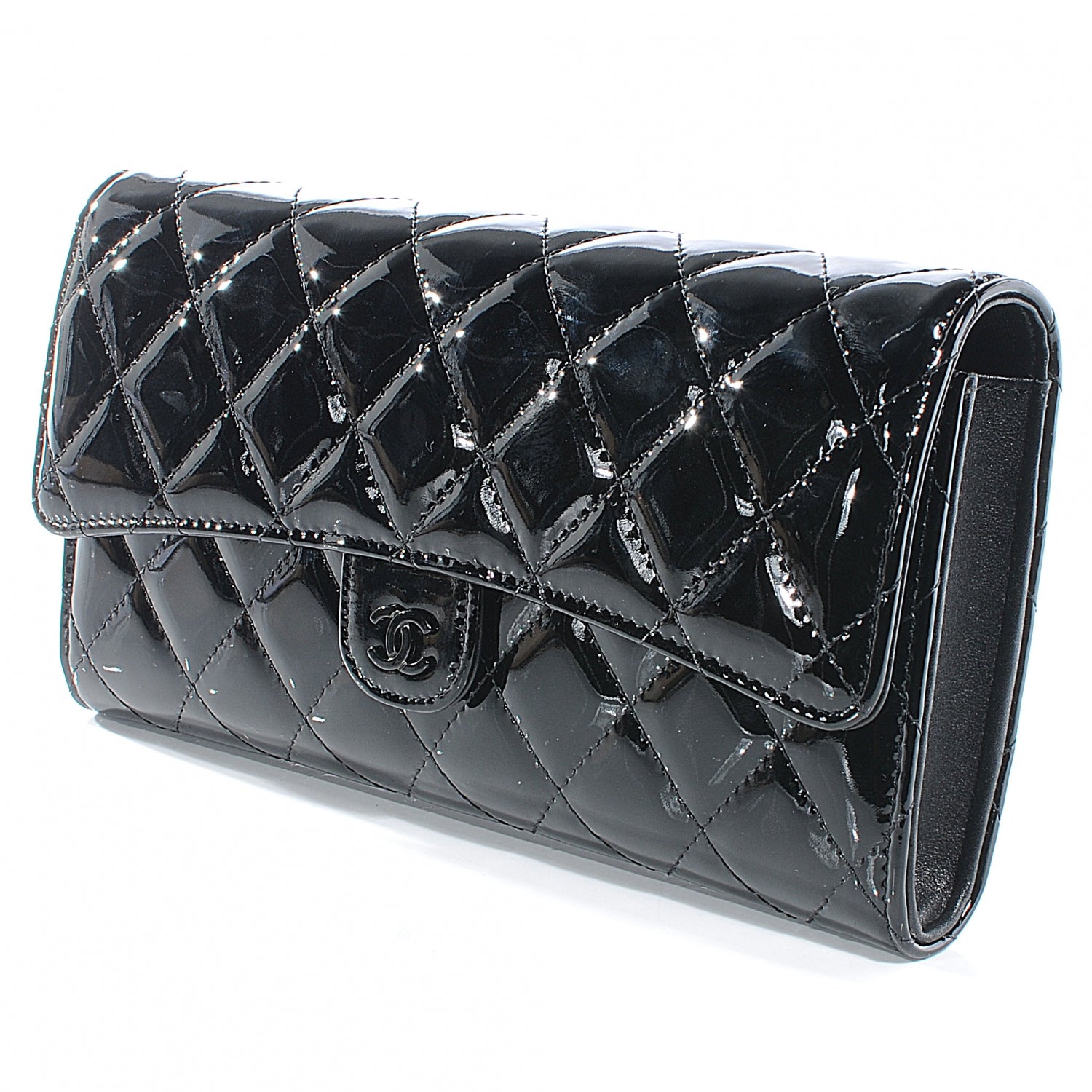 Chanel Patent Quilted Travel Wallet Black 7 of 10