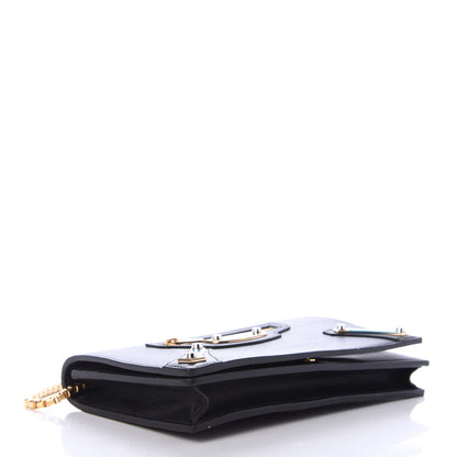 Balenciaga Veau Amp Plate Gold Chain Wallet Black 3 of 9