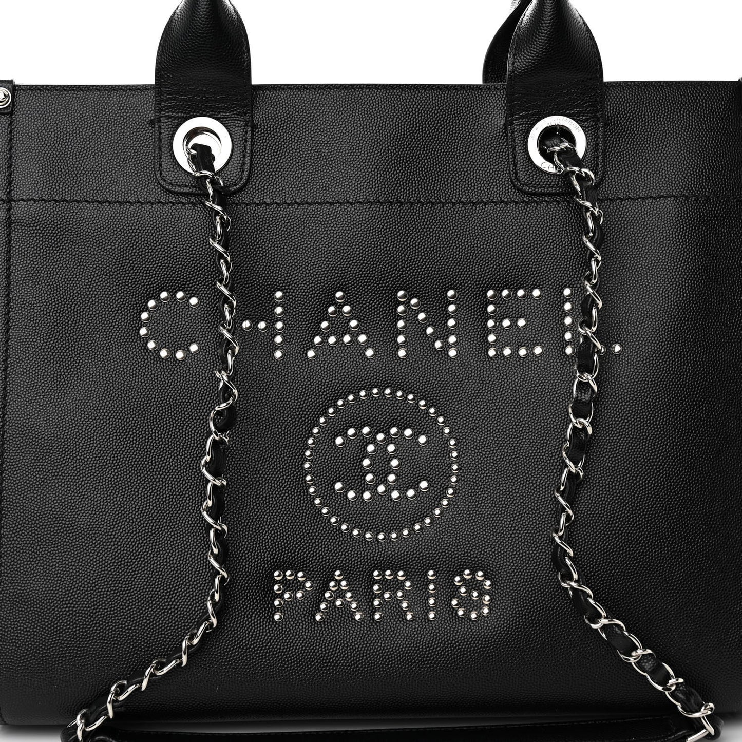 Caviar Small Studded Deauville Tote Black