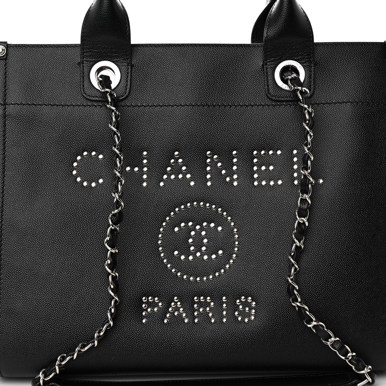 Chanel Caviar Small Studded Deauville Tote Black 8 of 10