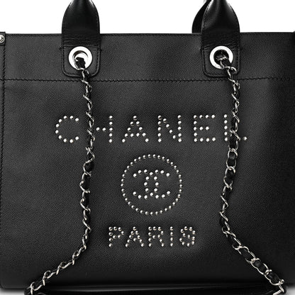 Chanel Caviar Small Studded Deauville Tote Black 8 of 10