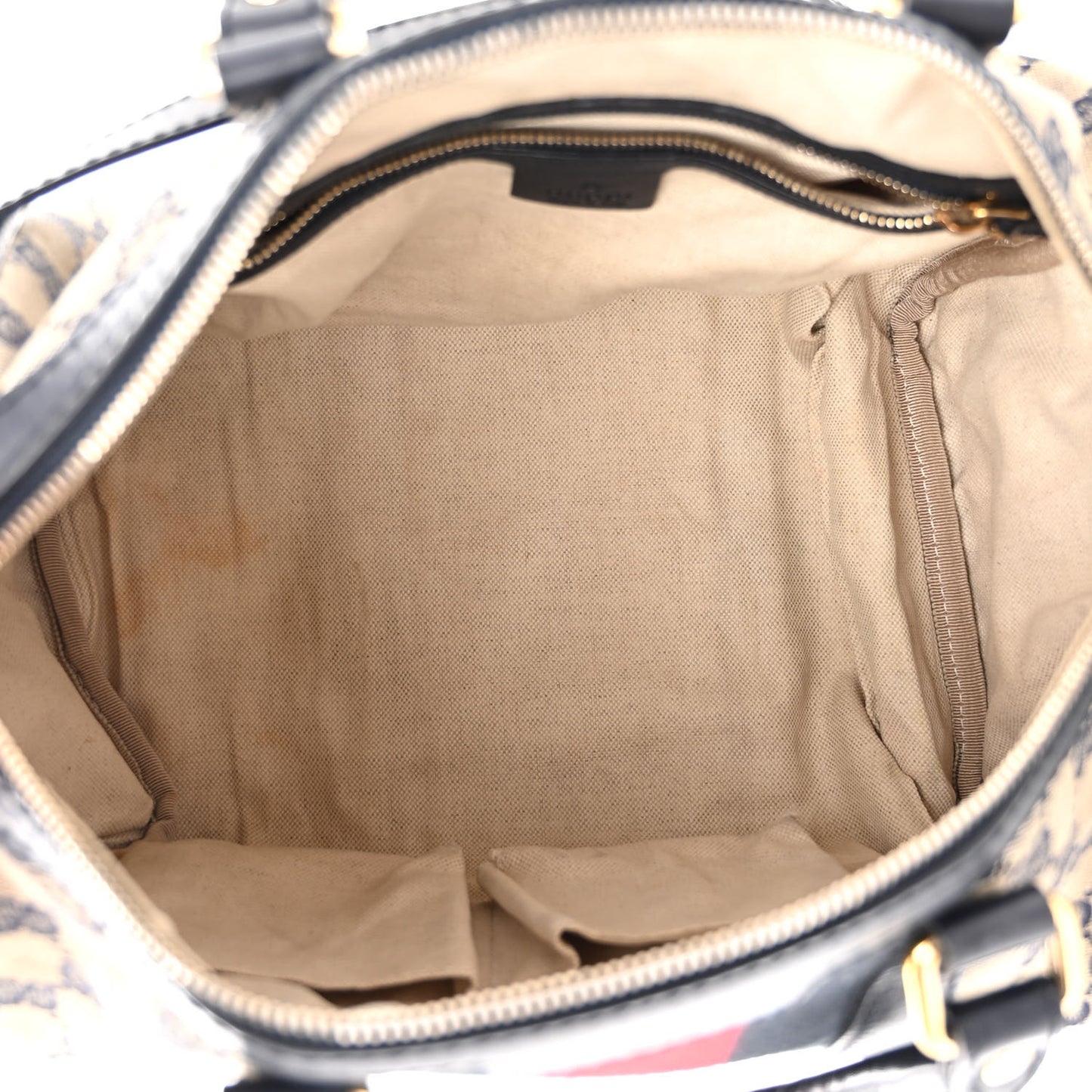 Monogram Selleria Calfskin Vintage Web Medium Boston Beige Blue