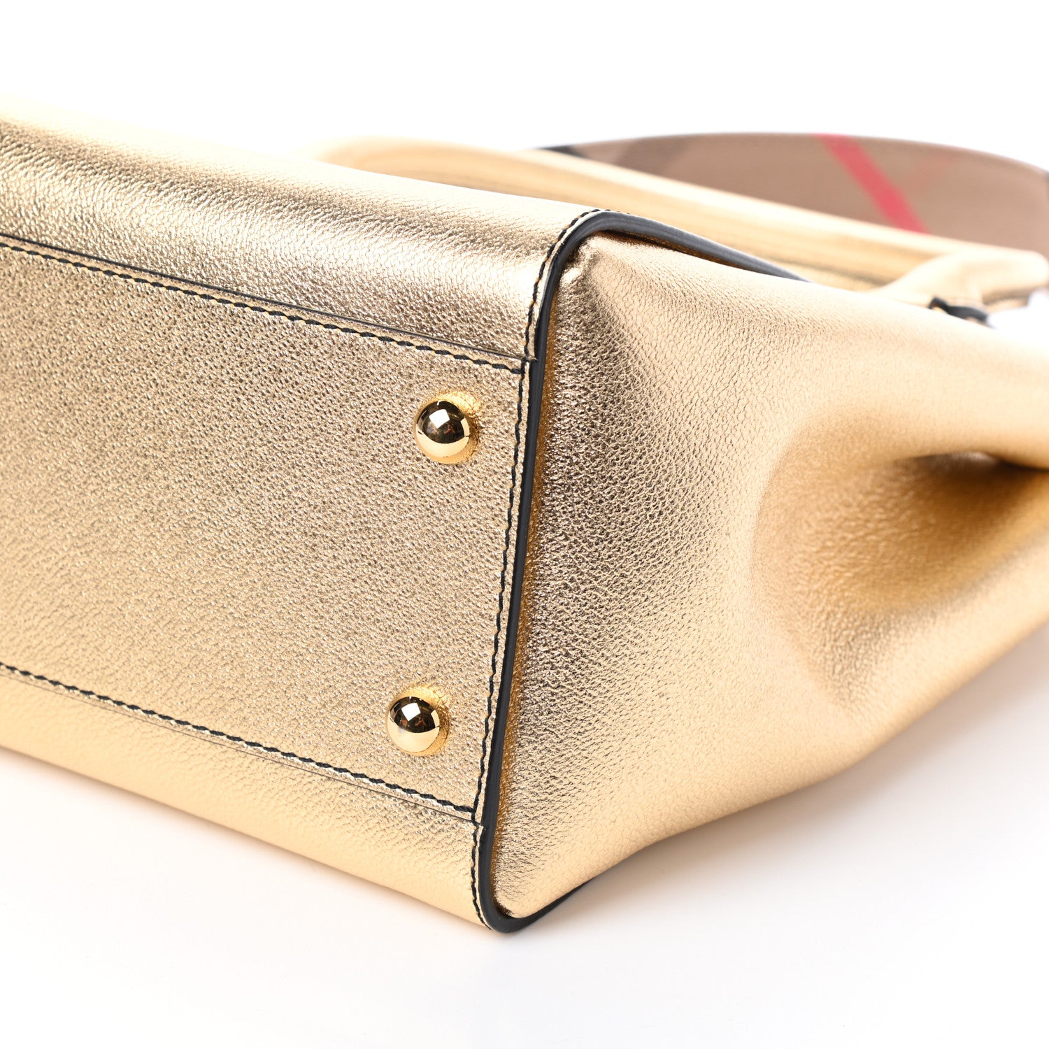 Burberry Metallic Soft Grain Calfskin Medium Buckle Tote Gold 9 of 9