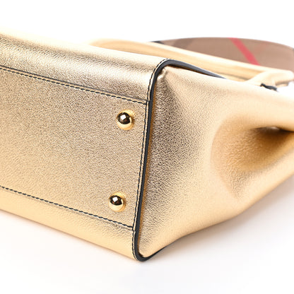 Burberry Metallic Soft Grain Calfskin Medium Buckle Tote Gold 9 of 9