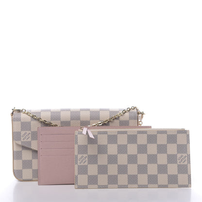 Louis Vuitton Damier Azur Pochette Felicie Chain Wallet Rose Ballerine 3 of 10