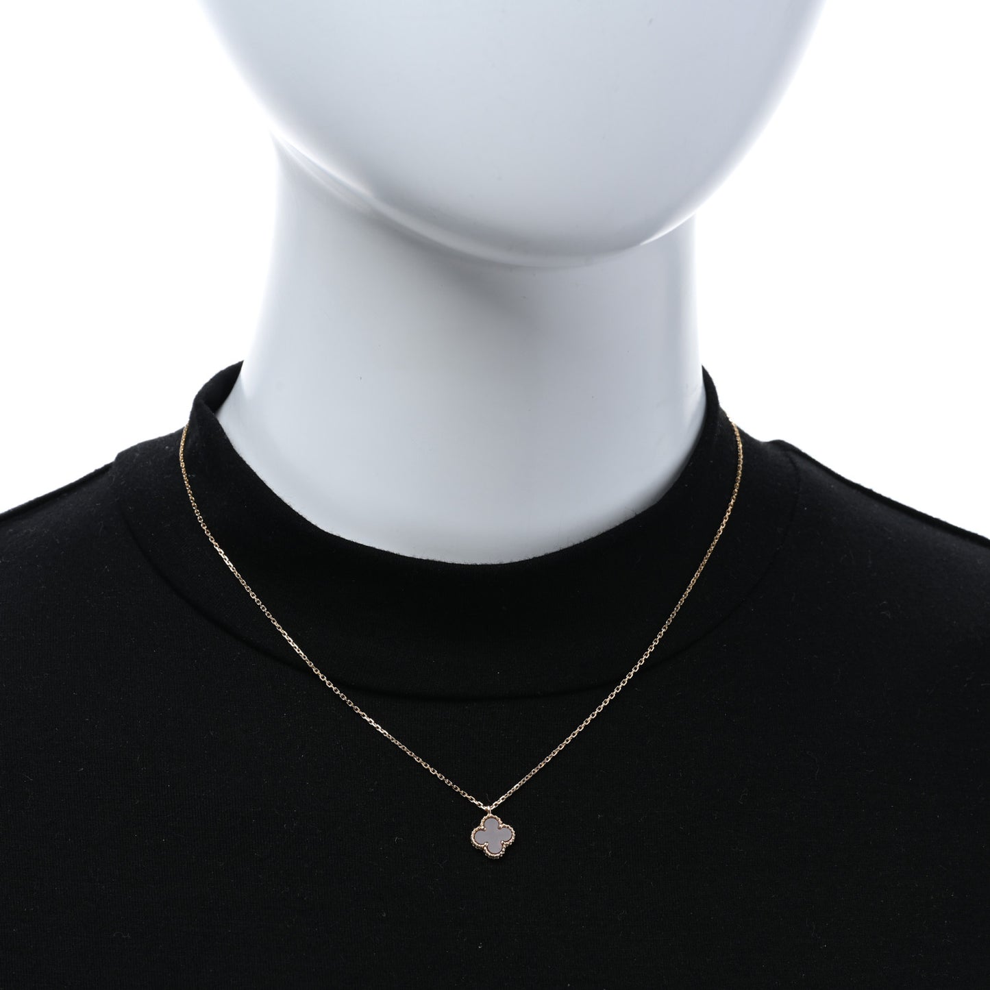 18K Rose Gold Carnelian Sweet Alhambra Pendant Necklace