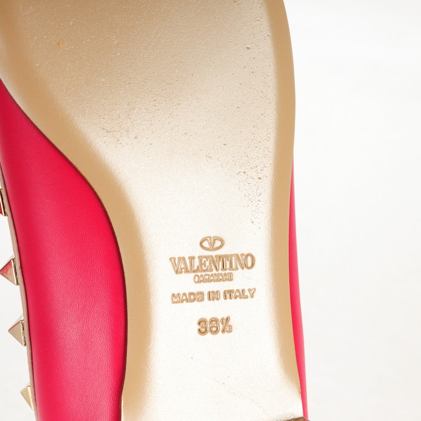 Calfskin Nappa Rockstud Ballerina Flats 38.5 Cyclamin Poudre