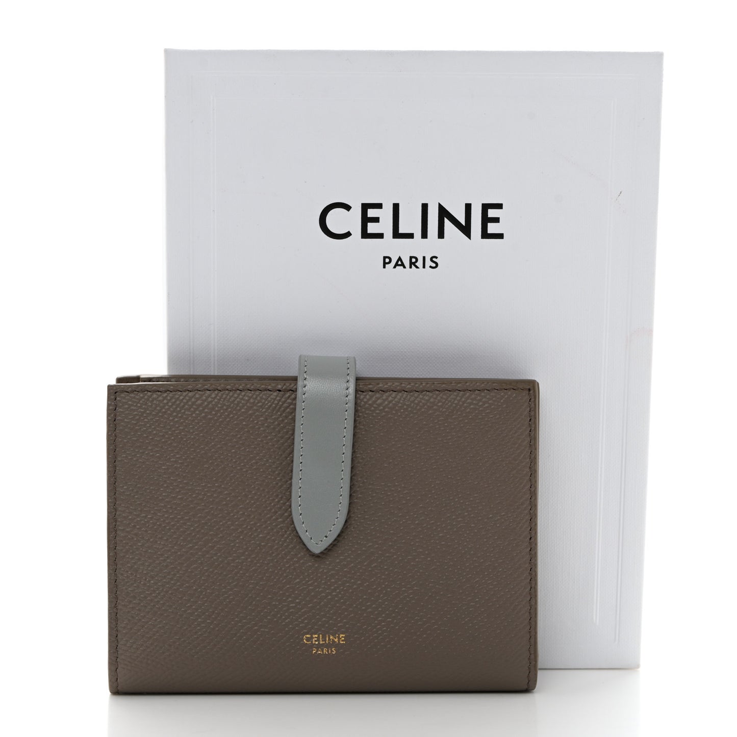 Grained Calfskin Small Multifunction Strap Wallet Pebble Mineral