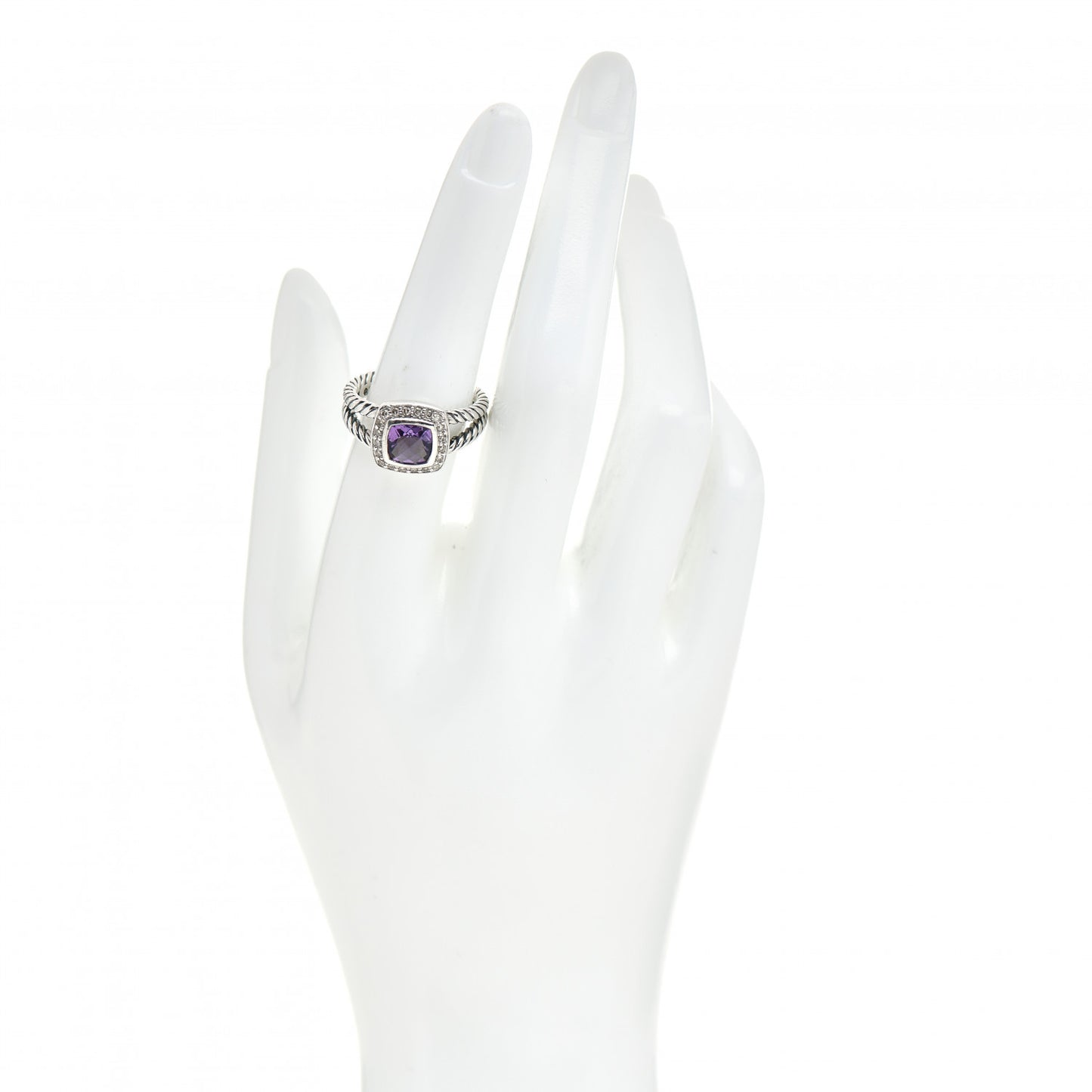 Sterling Silver Diamond Amethyst 7mm Petite Albion Ring 54 7