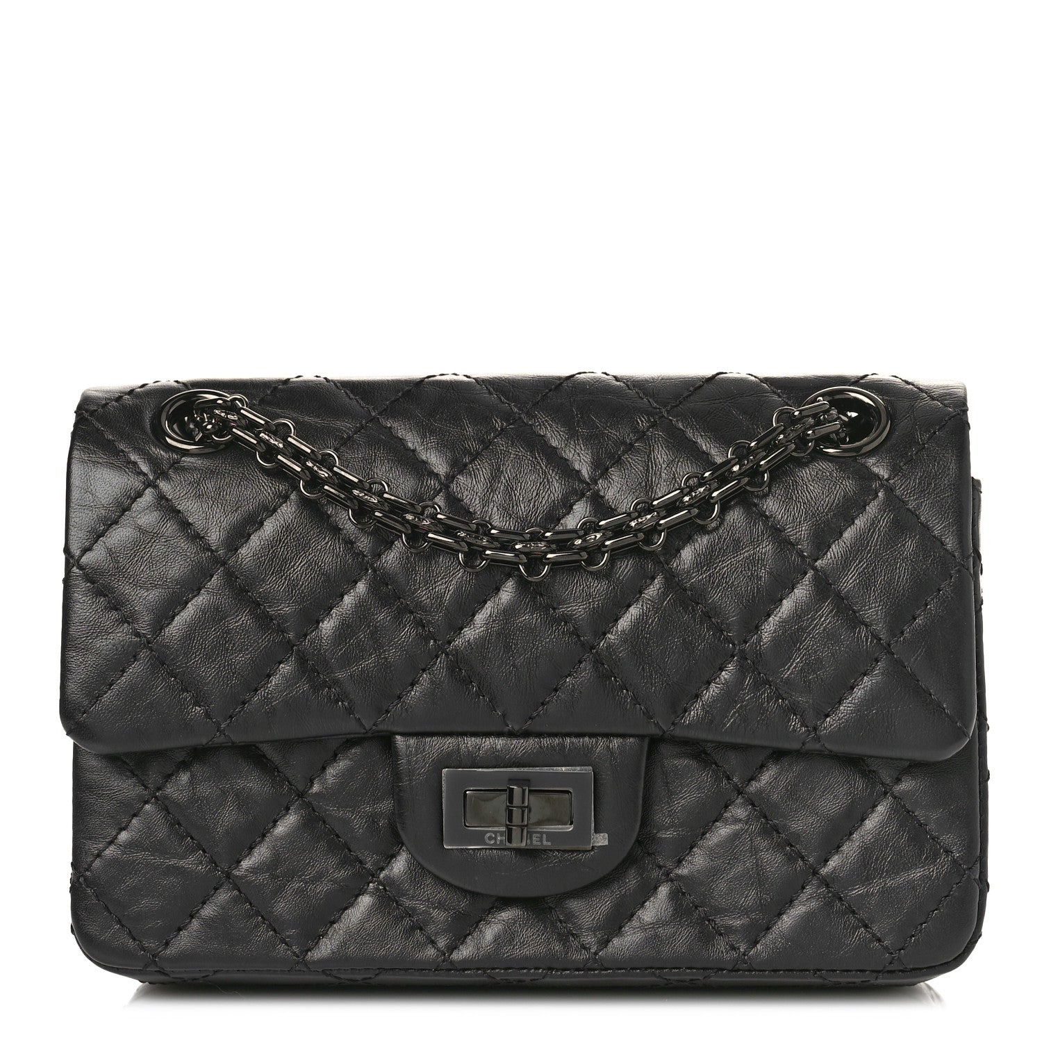 Chanel Aged Calfskin Quilted 2.55 Reissue Mini Flap So Black 1 of 9
