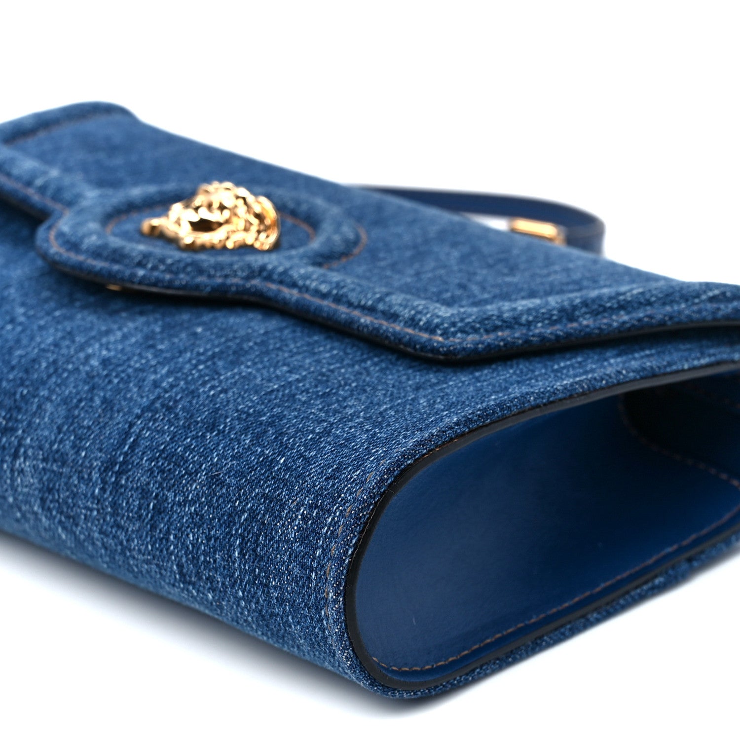 Versace Denim La Medusa Wallet On Strap Navy Blue 10 of 10