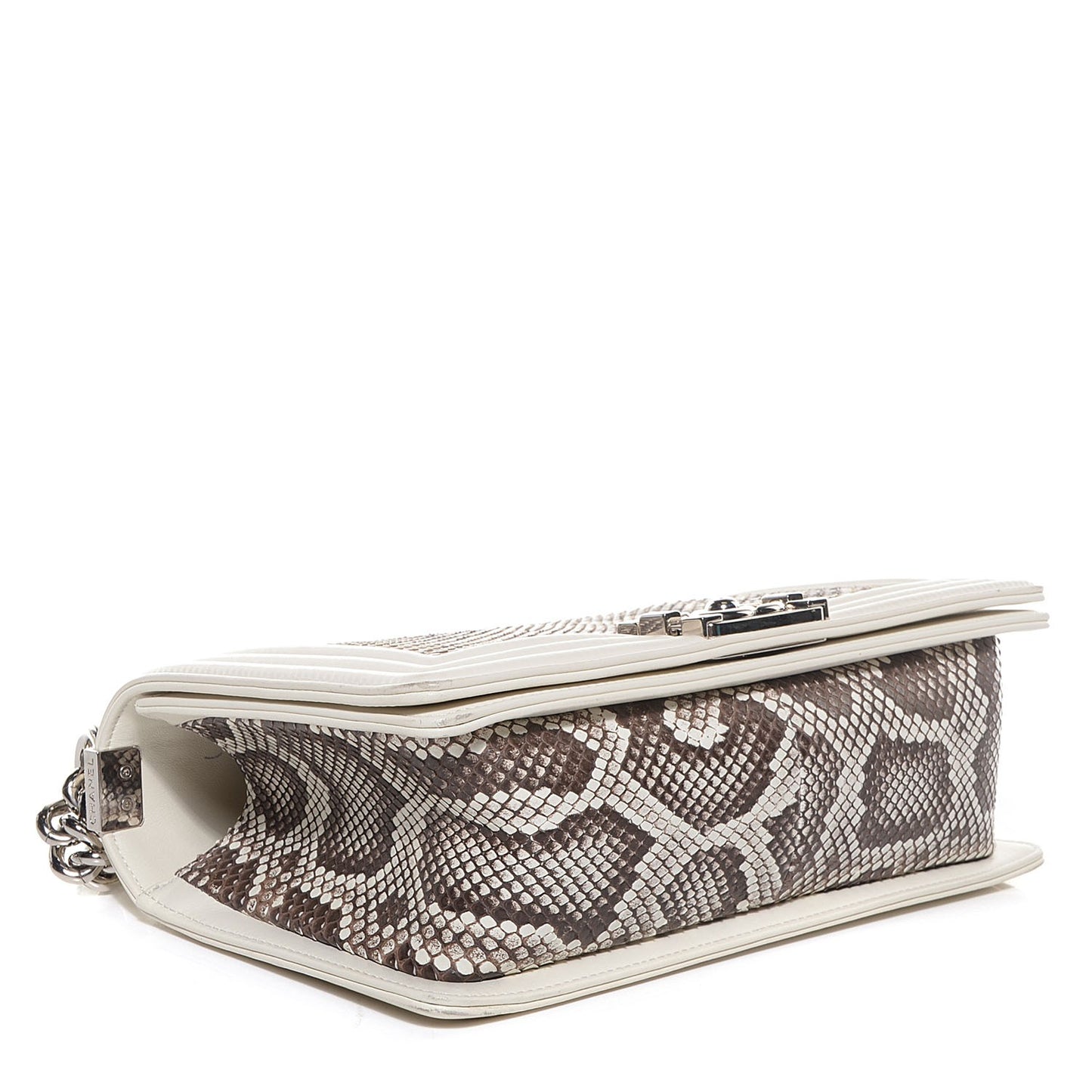 Python Calfskin Medium Boy Flap White