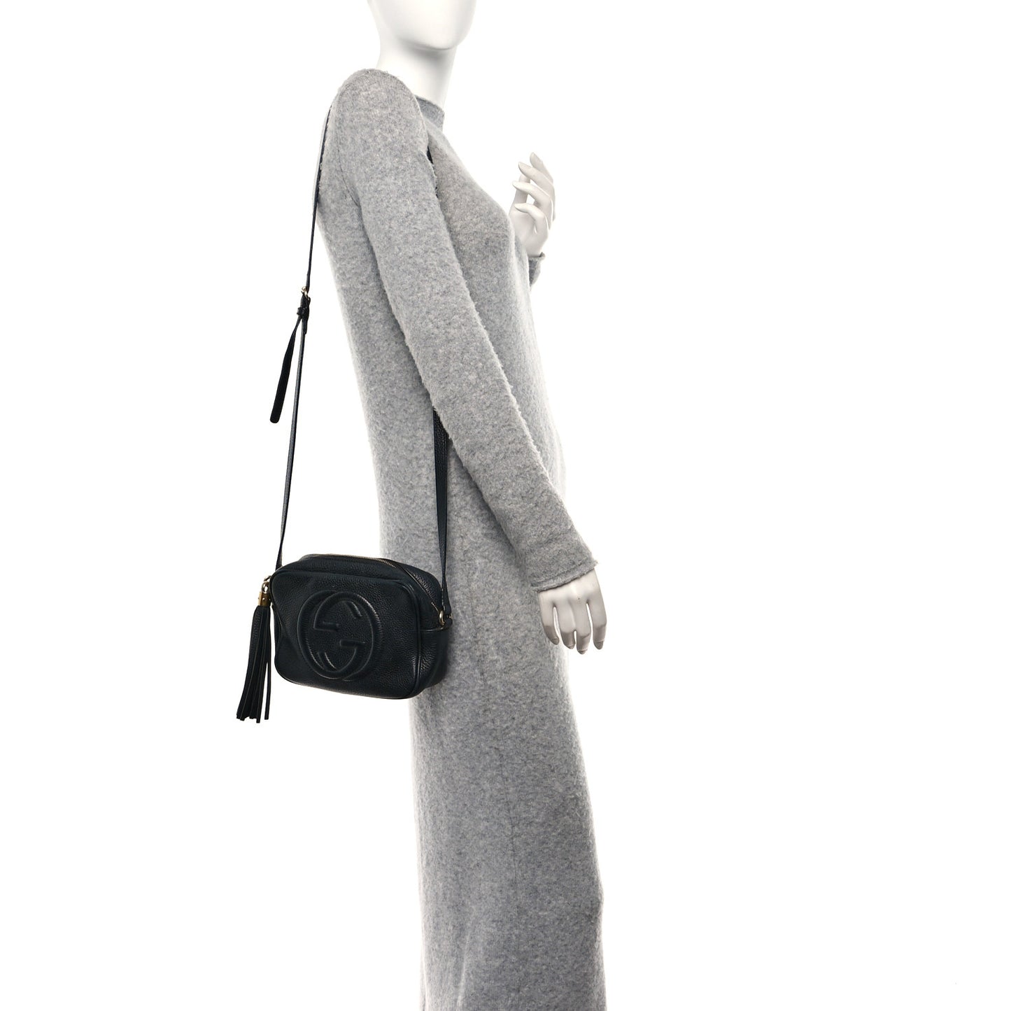 Pebbled Calfskin Small Soho Disco Bag Black