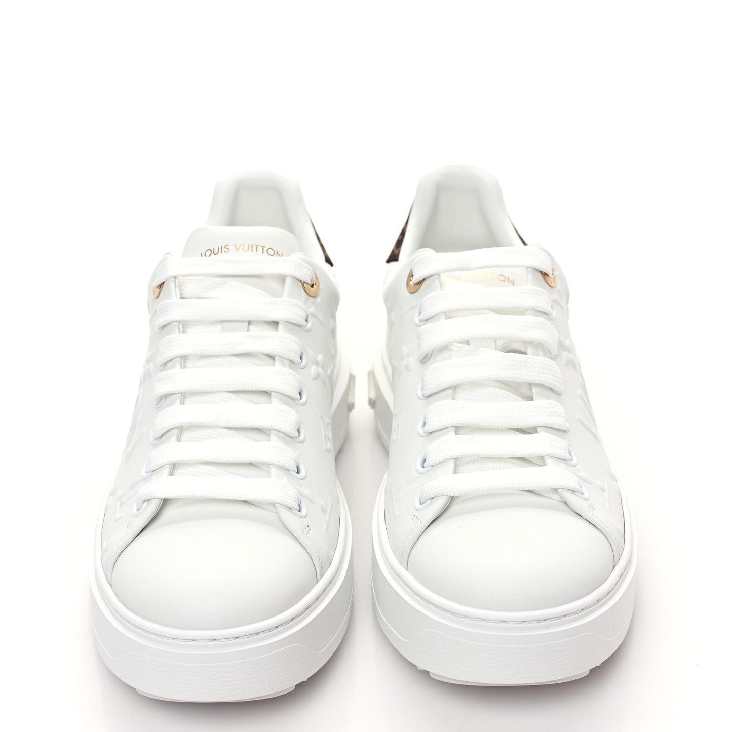 Lambskin Embossed Monogram Time Out Sneakers 39 White