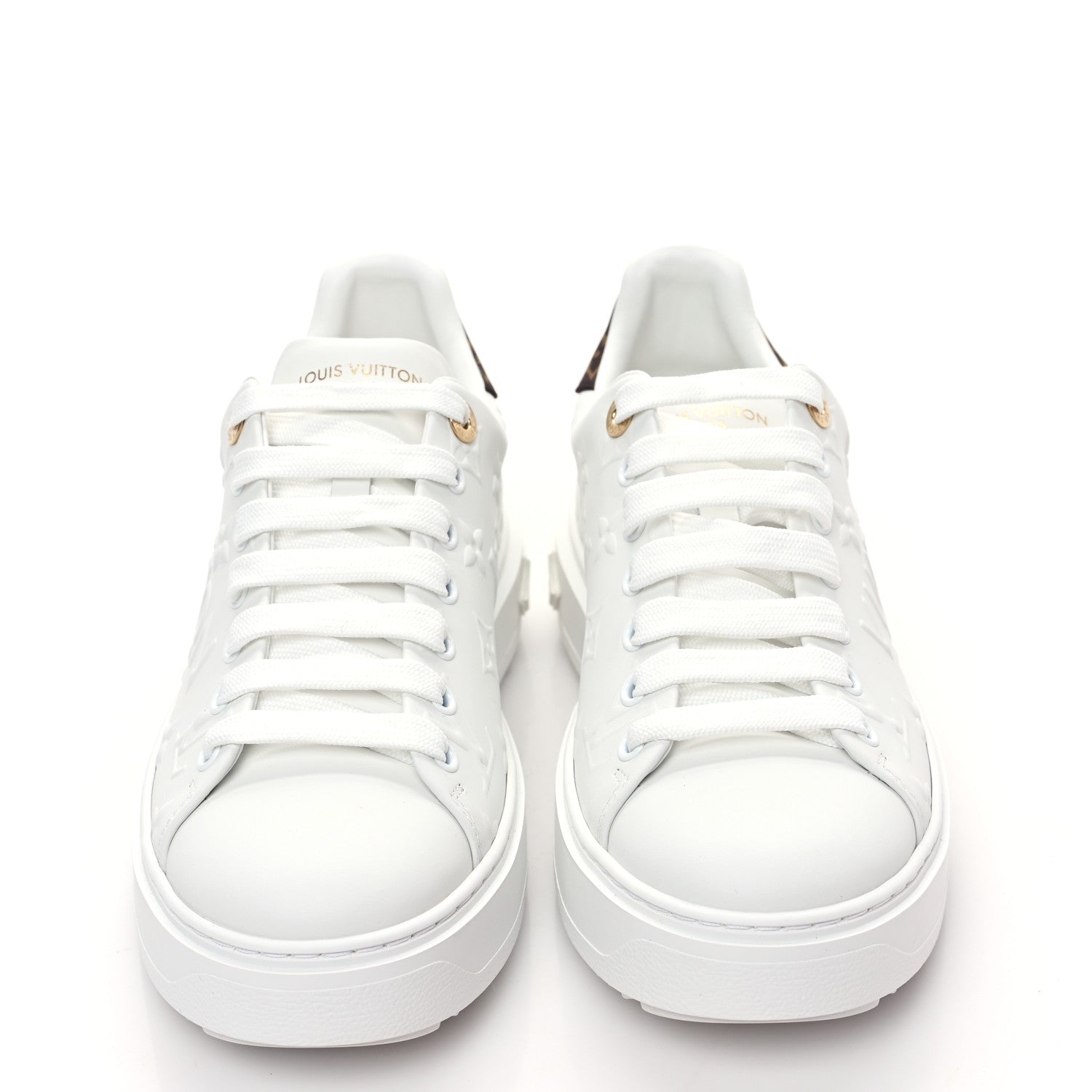 Louis Vuitton Lambskin Embossed Monogram Time Out Sneakers 39 White 2 of 8