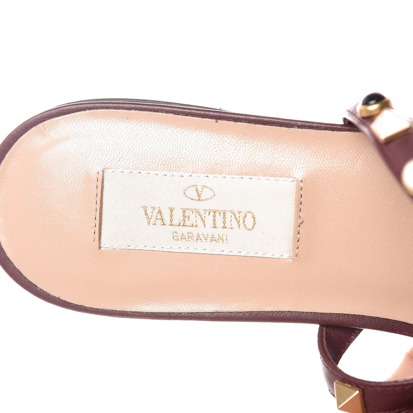 Calfskin Rockstud Rolling Cabochon Ankle Wrap Flat Thong Sandals 40 Cacao