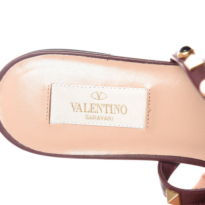 Valentino Garavani Calfskin Rockstud Rolling Cabochon Ankle Wrap Flat Thong Sandals 40 Cacao 7 of 7