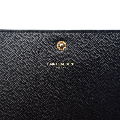 Saint Laurent Grain De Poudre Monogram Chain Wallet Black 6 of 12