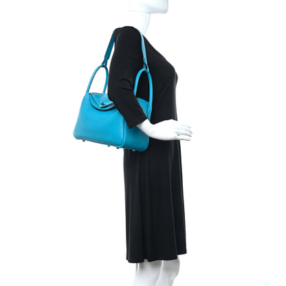 Hermes Taurillon Clemence Lindy 26 Bleu Frida 2 of 11