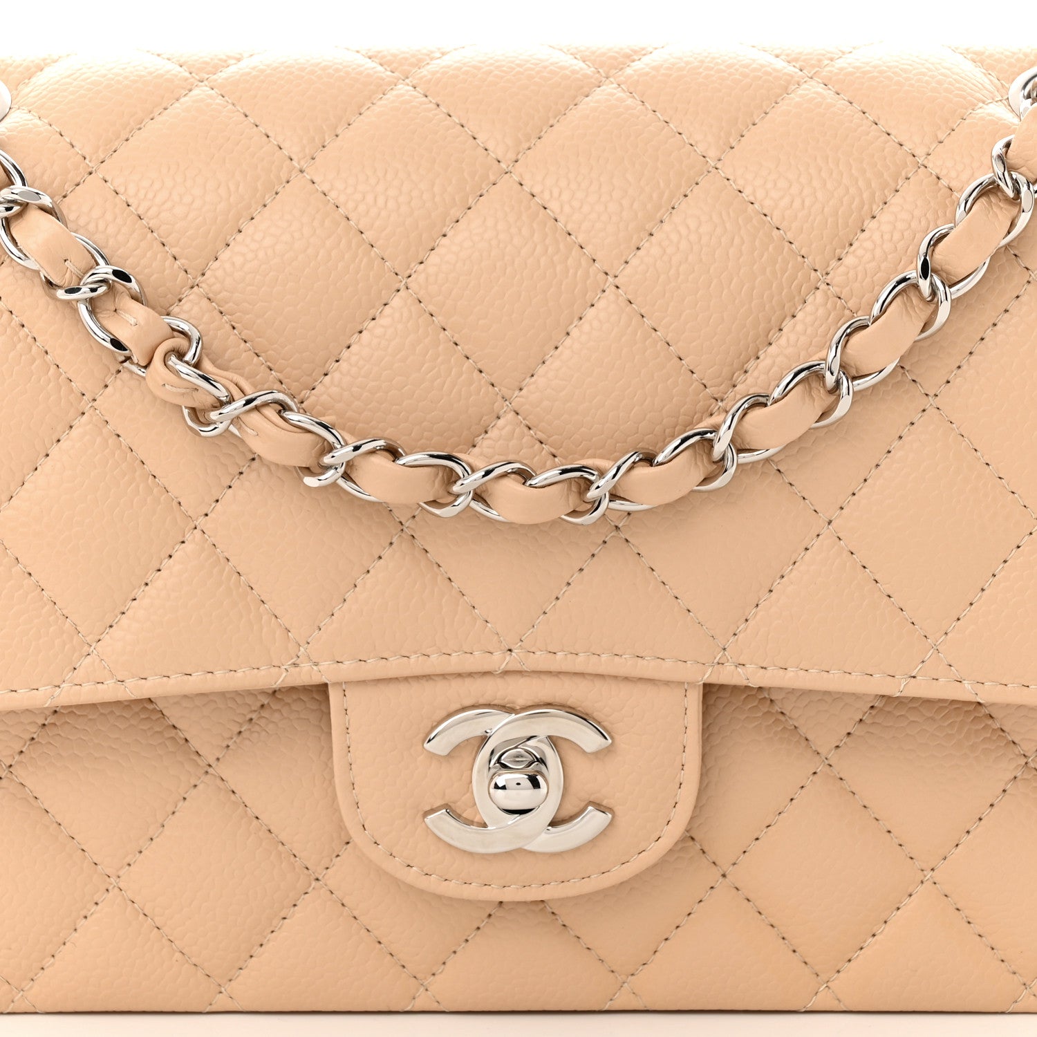 Chanel Caviar Quilted Medium Double Flap Beige 8 of 11