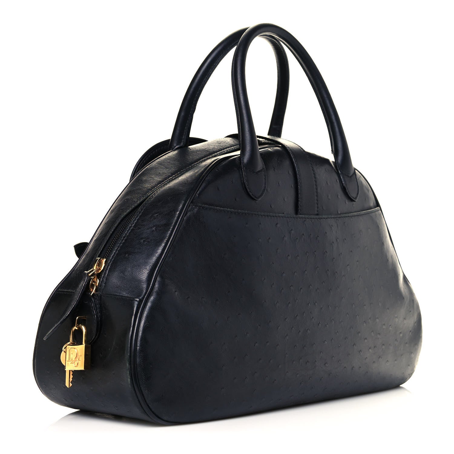 Christian Dior Ostrich Saddle Bowler Black 2 of 9