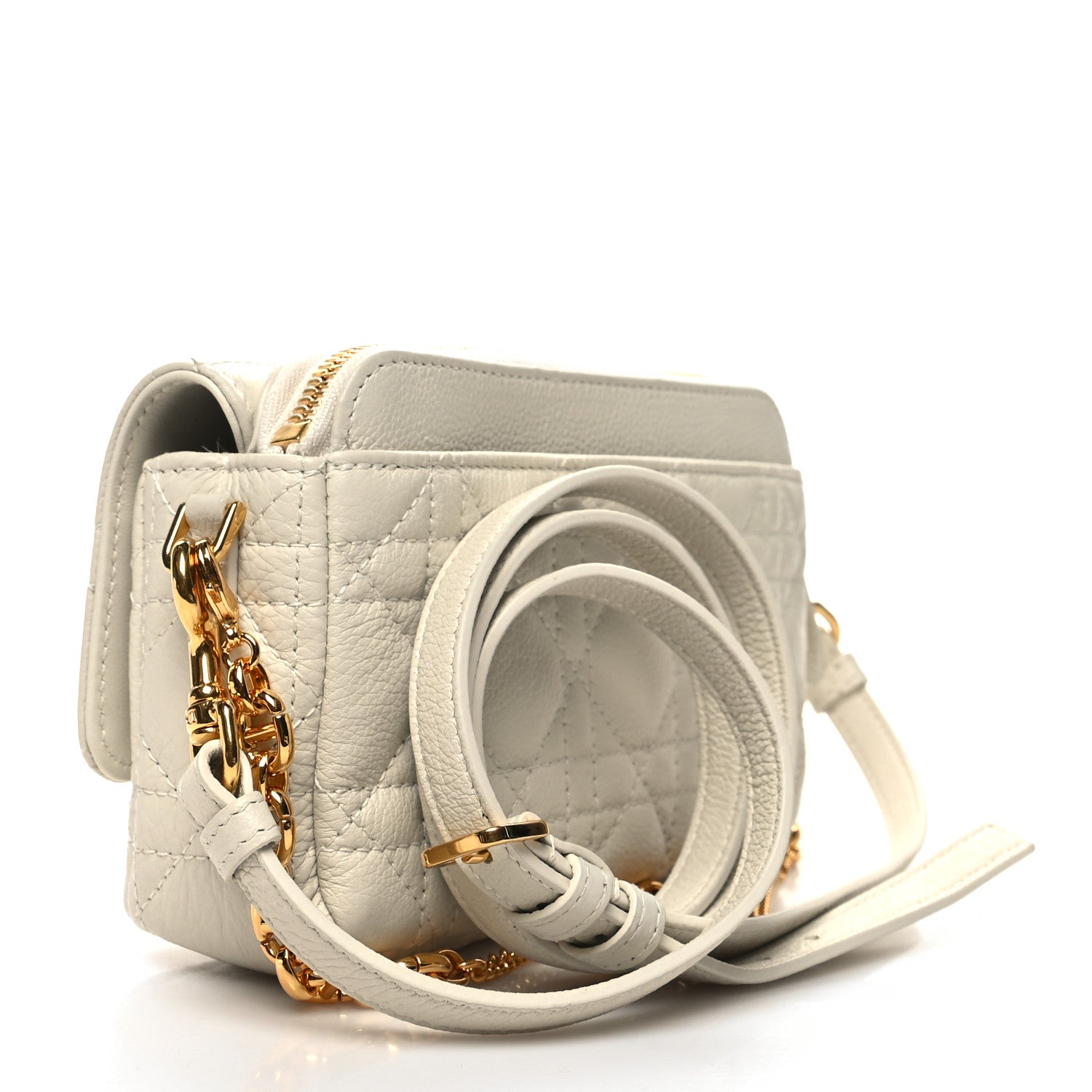 Christian Dior Supple Calfskin Cannage Caro Pouch with Chain Latte 3 of 11