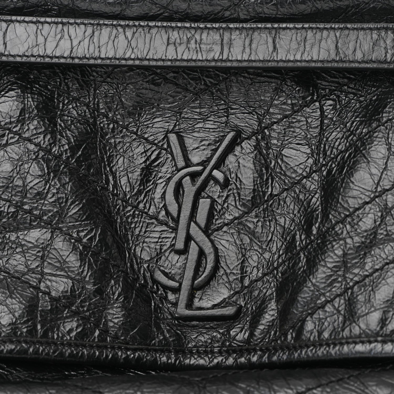Saint Laurent Crinkled Calfskin Matelasse Monogram Medium Niki Chain Satchel Black 8 of 12