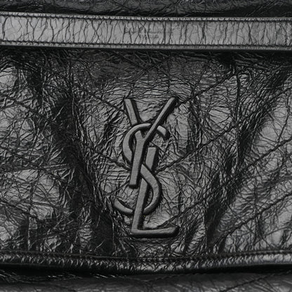Saint Laurent Crinkled Calfskin Matelasse Monogram Medium Niki Chain Satchel Black 8 of 12