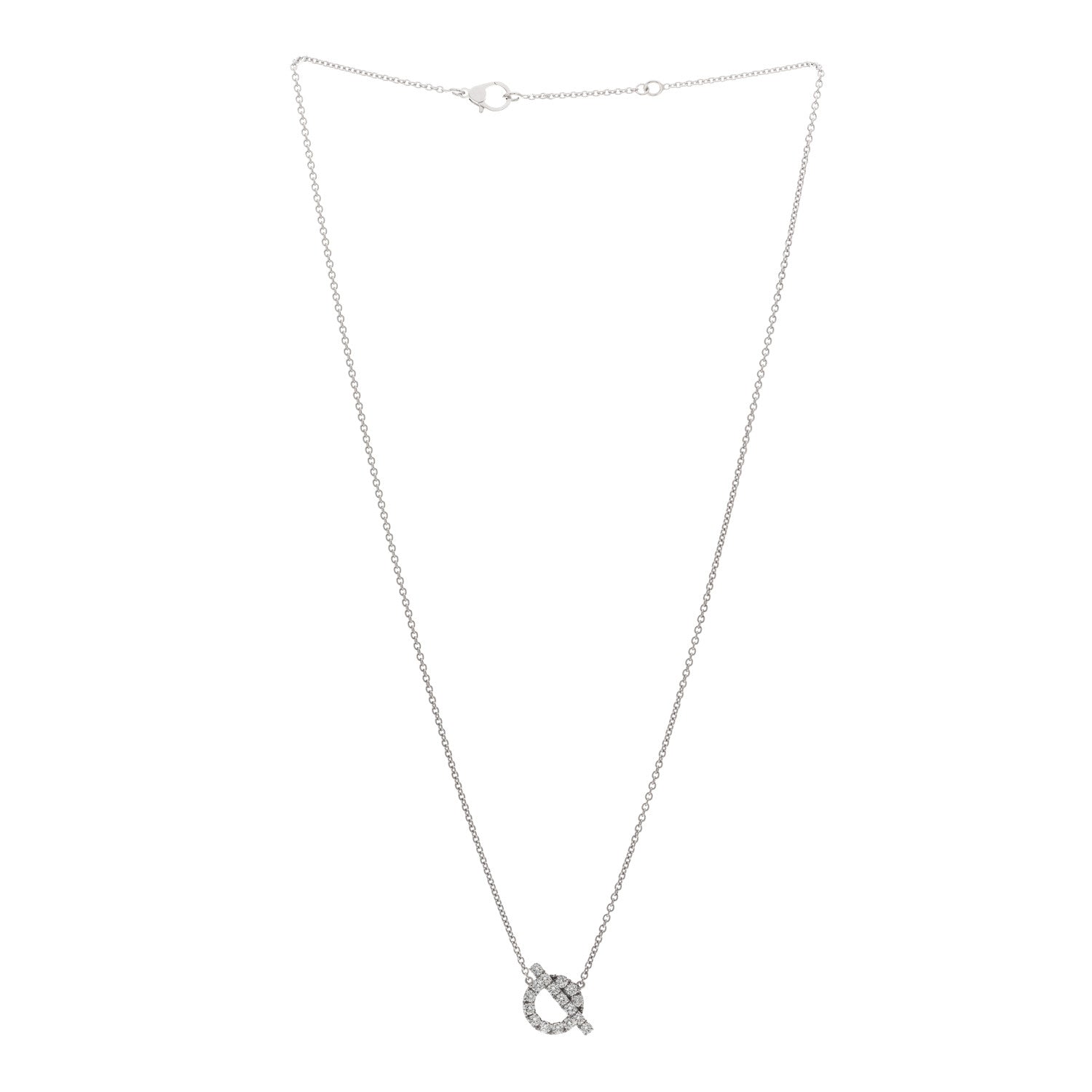 Hermes 18K White Gold Diamond Finesse Pendant Necklace 3 of 5