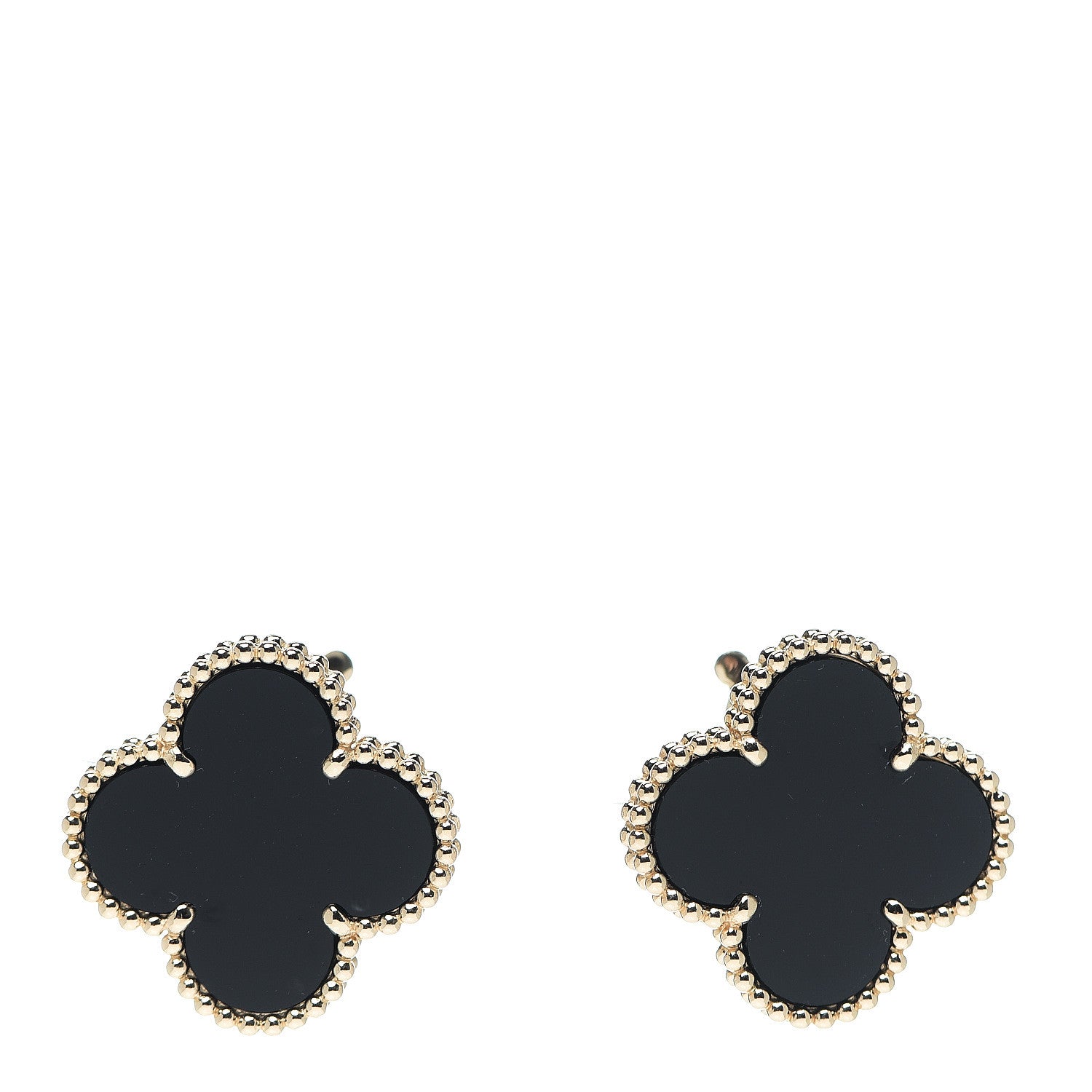 Van Cleef & Arpels 18K Yellow Gold Black Onyx Magic Alhambra Earrings 1 of 4