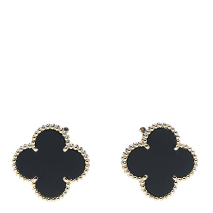 Van Cleef & Arpels 18K Yellow Gold Black Onyx Magic Alhambra Earrings 1 of 4