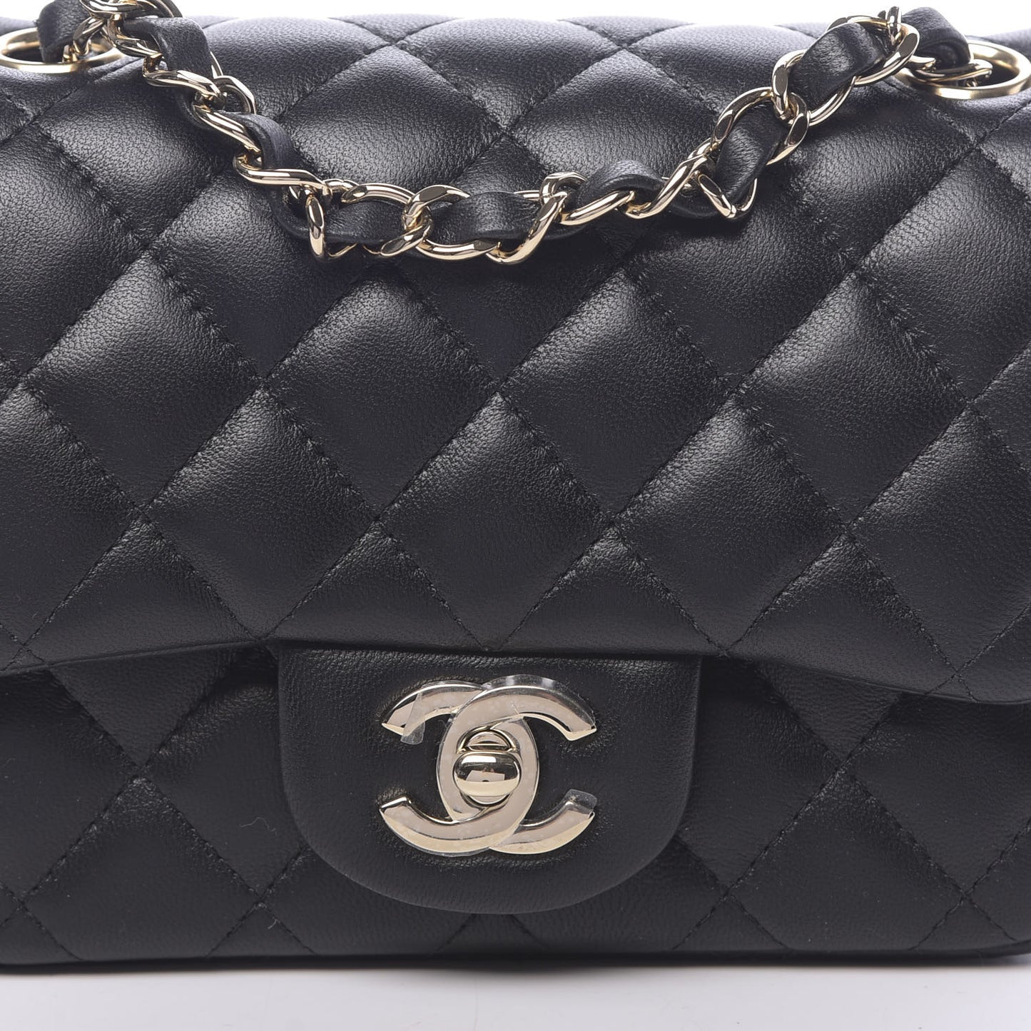 Lambskin Quilted Mini Square Flap Black