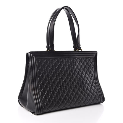Chanel Lambskin Quilted Boy Shopping Tote Black 3 of 14