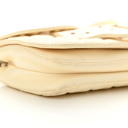 Chanel Lambskin Quilted Butterfly Chain Clutch White 9 of 21