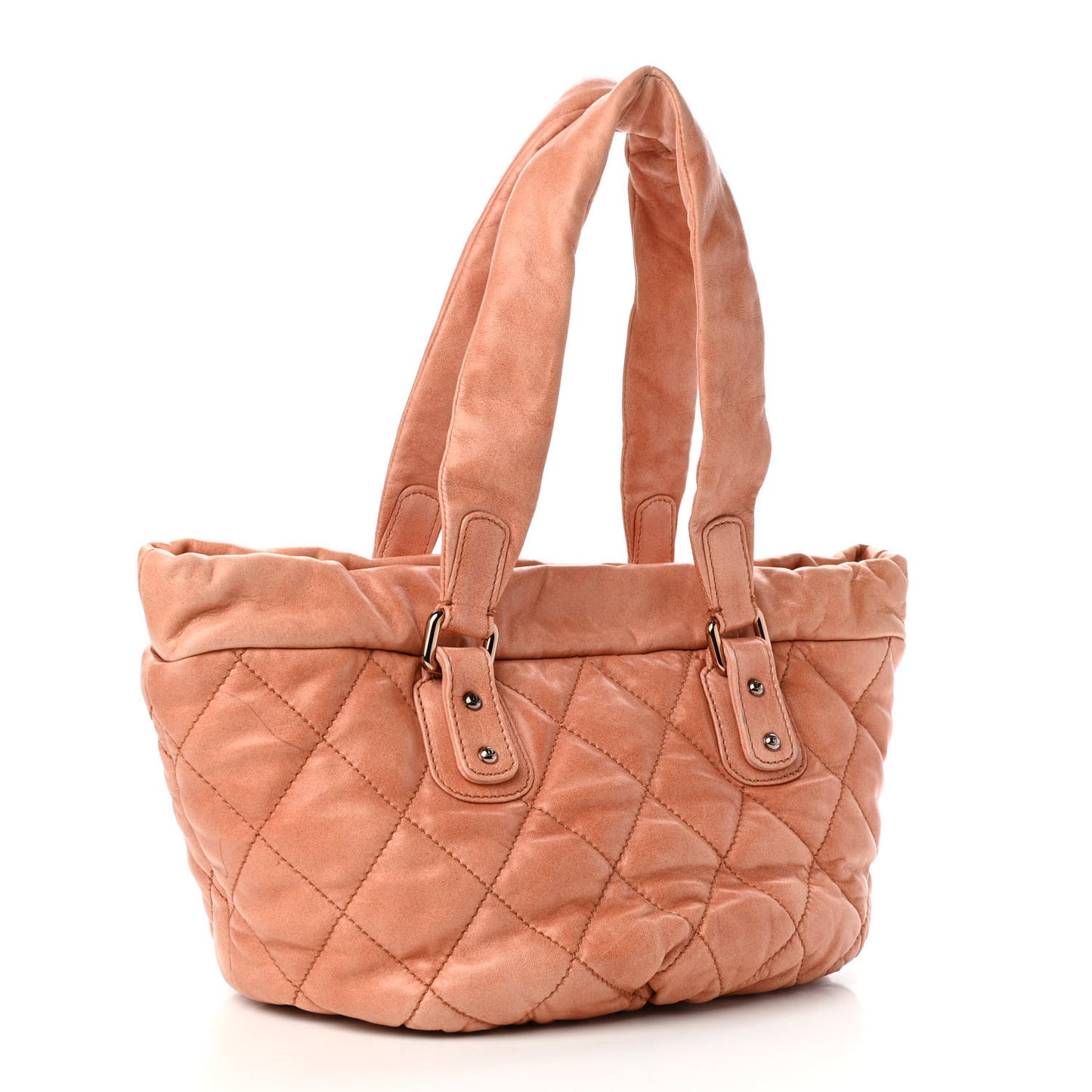 Lambskin Quilted Cloudy Bundle East West Tote Orange