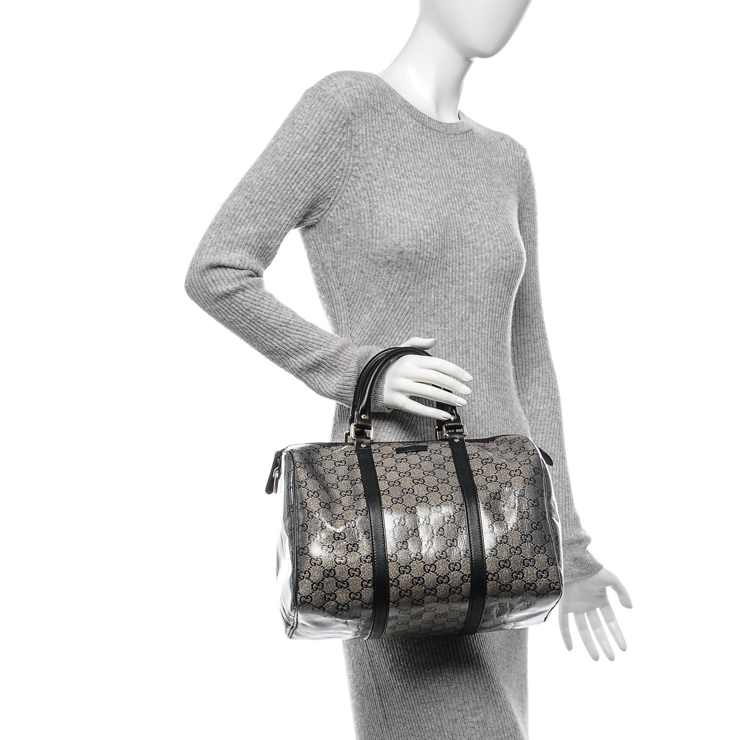 Gucci Crystal Monogram Medium Joy Boston Black 2 of 7