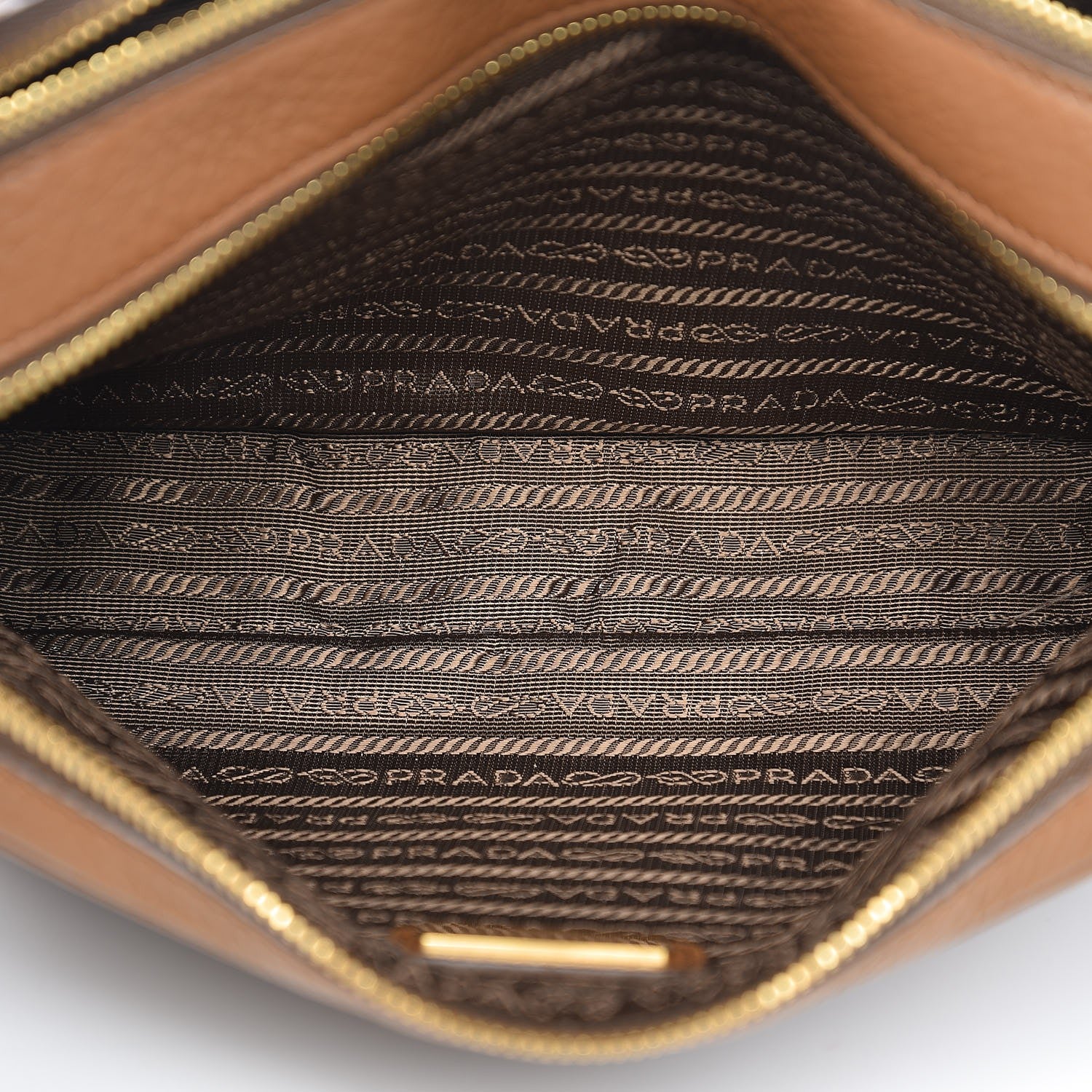Prada Vitello Daino Medium Double Zip Shoulder Bag Cannella 6 of 8