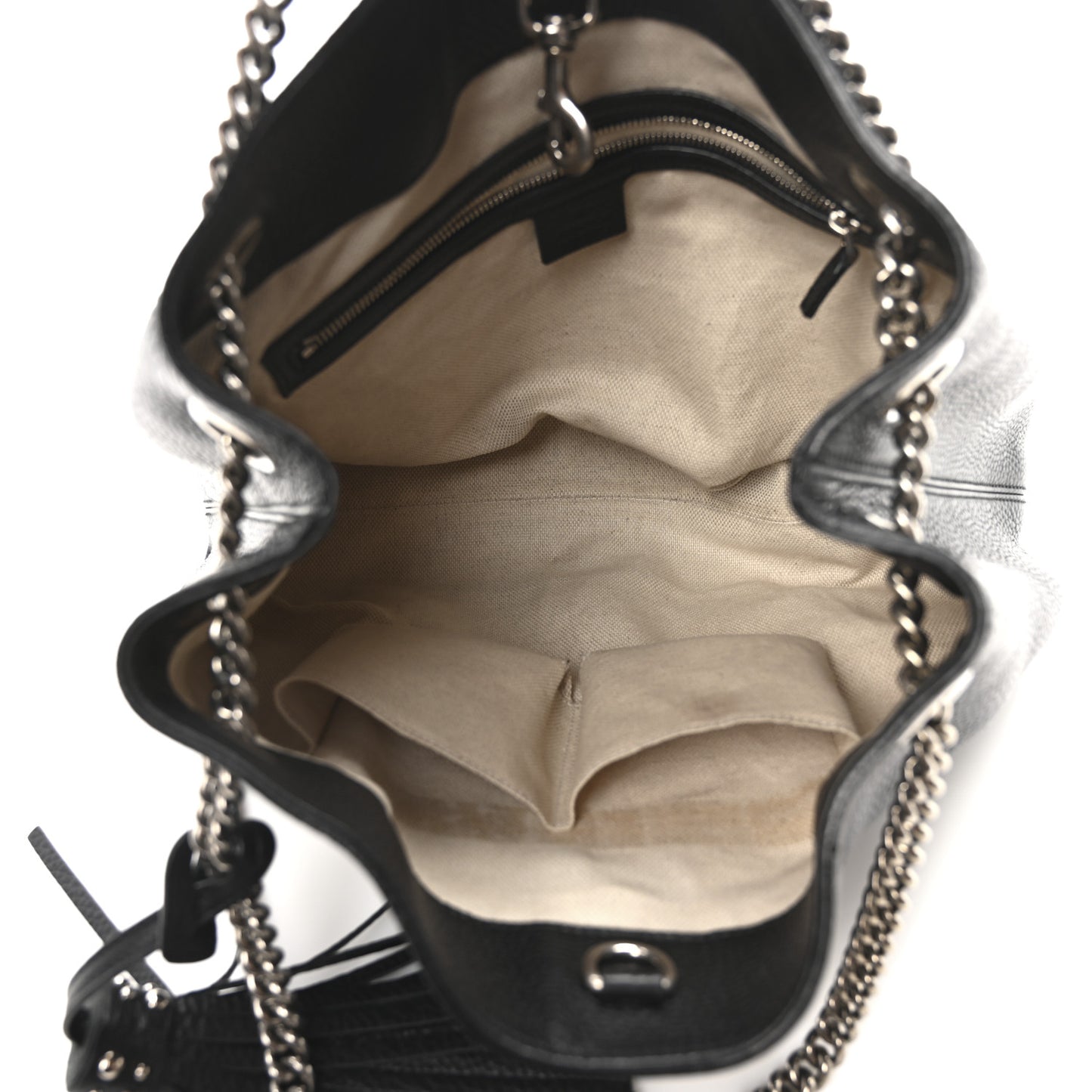 Pebbled Calfskin Studded Medium Soho Chain Shoulder Bag Black