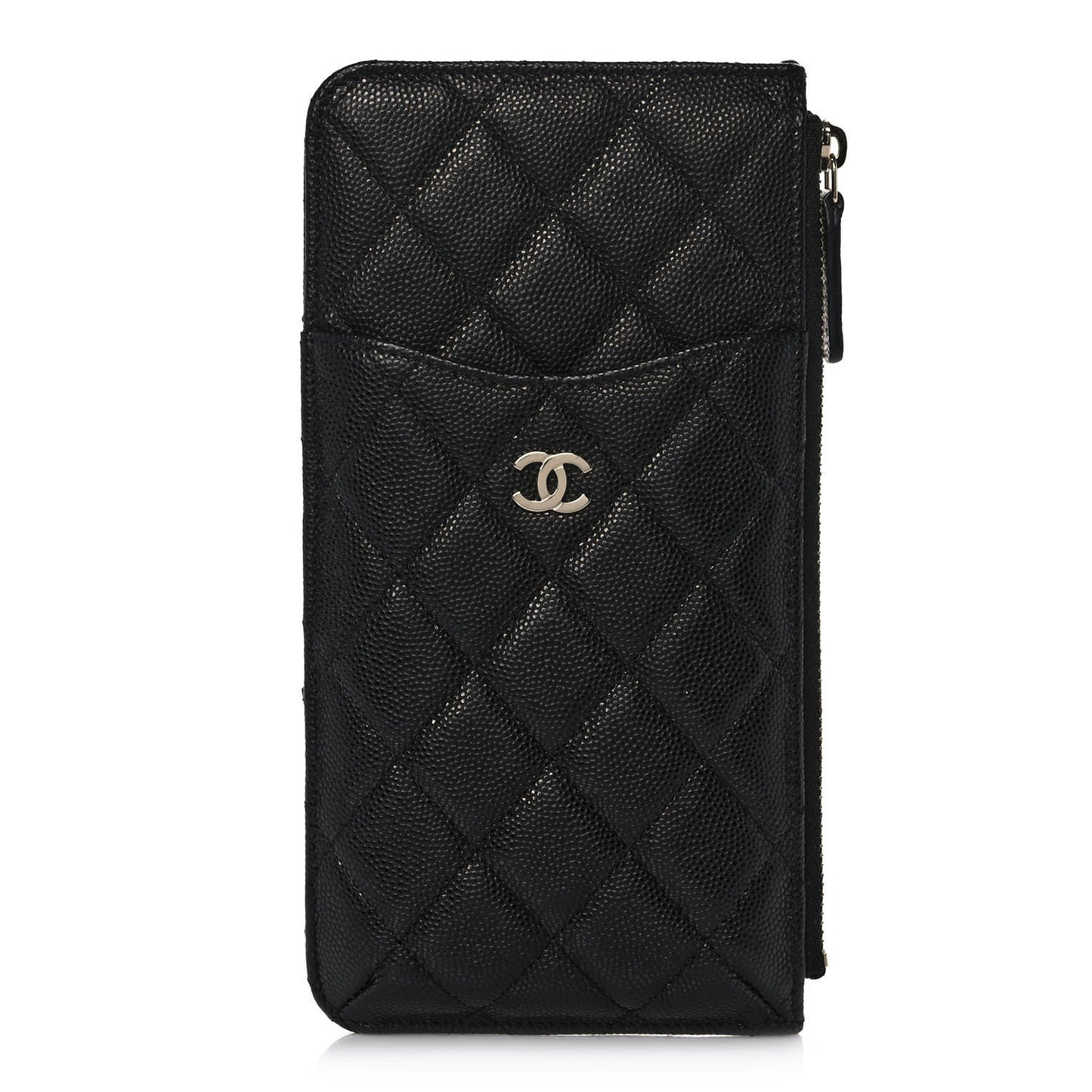 Caviar Quilted Classic Flat Wallet Pouch Black