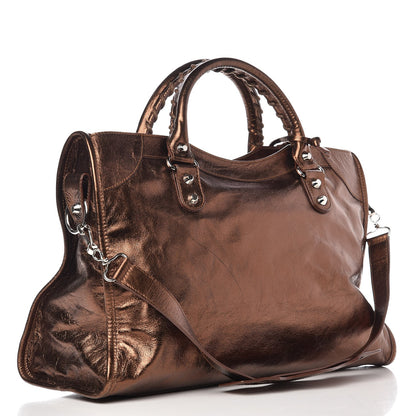 Balenciaga Metallic Agneau Classic Silver Hardware S City Sparkle Bronze 4 of 9