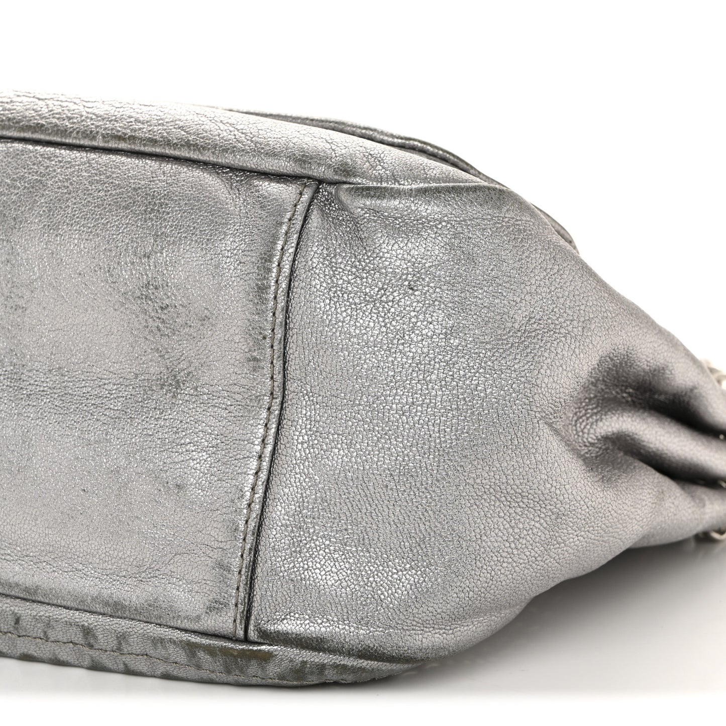 Metallic Deerskin Luxe Ligne Flap  Silver