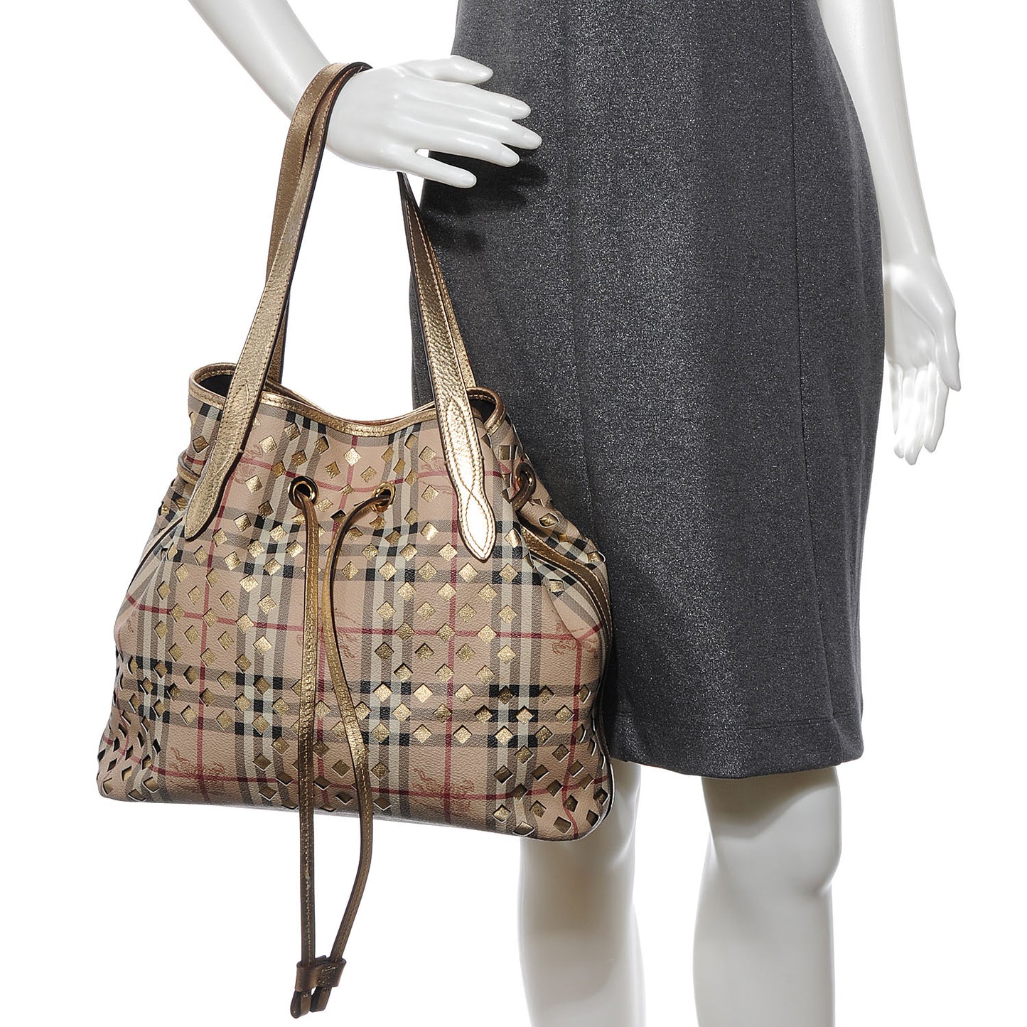 Haymarket Check Woven Drawstring Claudia Bag
