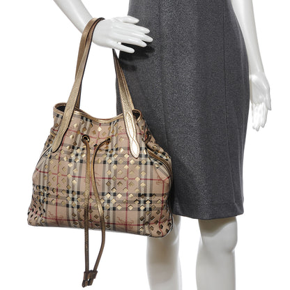 Burberry Haymarket Check Woven Drawstring Claudia Bag 2 of 8