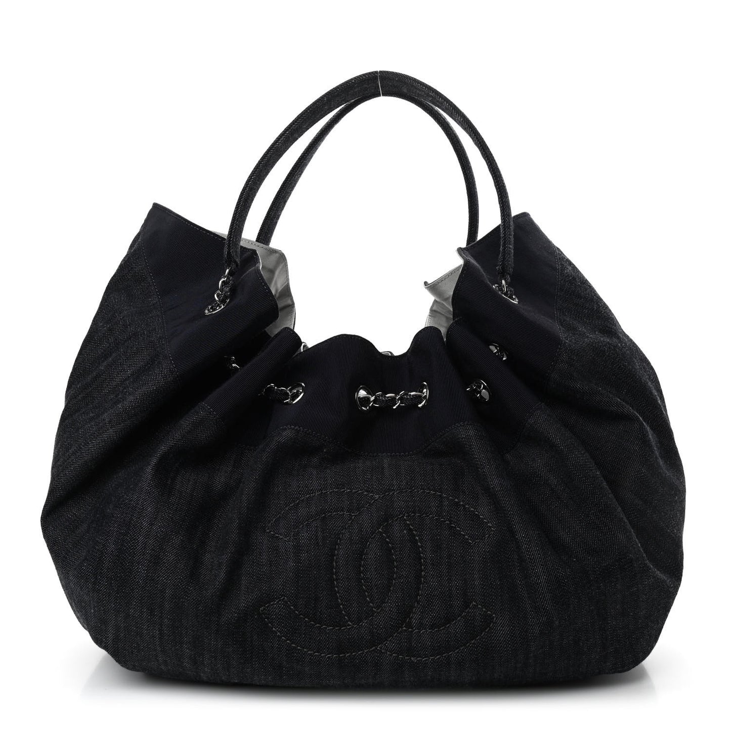 Denim Stretch Large CC Spirit Cabas Tote Blue