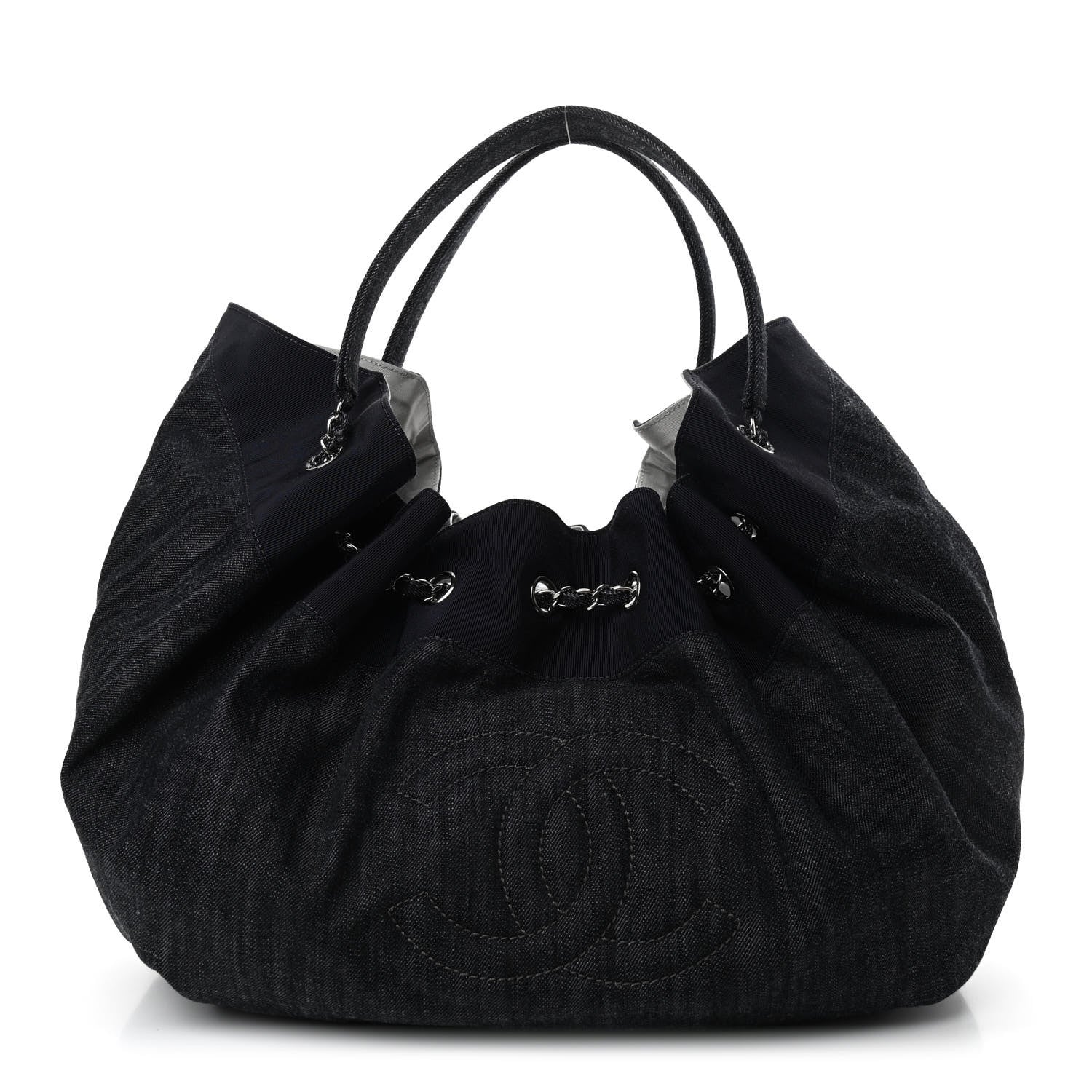 Chanel Denim Stretch Large CC Spirit Cabas Tote Blue 1 of 10